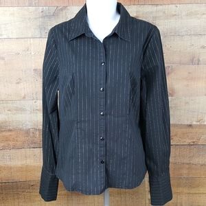 Croft & Barrow Top Blouse Women's Size M Black Met